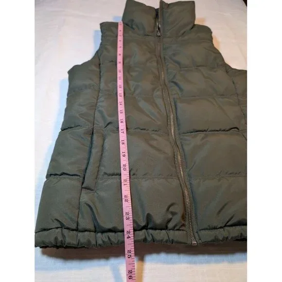 Old Navy Frost Free Fleece Lined Full Zip Quilted Puffer Vest Green Sz XS C10 - Picture 5 of 8